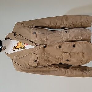 LAND'S END brown 100% cotton jacket.  Lightweight coat.  Safari style.  Size S.